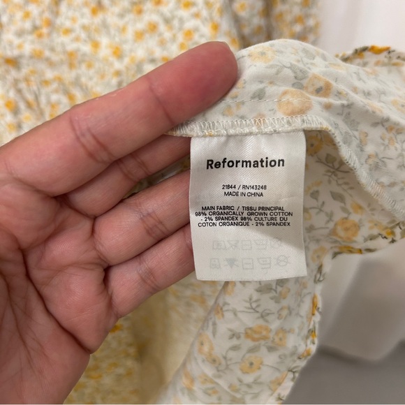 REFORMATION Yellow Floral Michaela Babydoll Mini Dress 10 - Picture 8 of 10